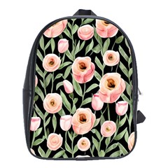 Captivating Watercolor Flowers School Bag (XL)