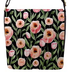 Captivating Watercolor Flowers Flap Closure Messenger Bag (S)