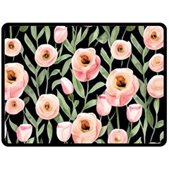 Captivating Watercolor Flowers Fleece Blanket (Large)