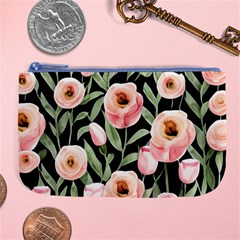 Captivating Watercolor Flowers Large Coin Purse