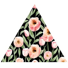 Captivating Watercolor Flowers Wooden Puzzle Triangle by GardenOfOphir