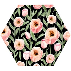 Captivating Watercolor Flowers Wooden Puzzle Hexagon by GardenOfOphir