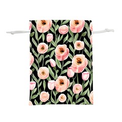 Captivating Watercolor Flowers Lightweight Drawstring Pouch (S)