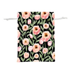 Captivating Watercolor Flowers Lightweight Drawstring Pouch (L)