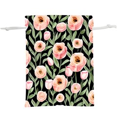 Captivating Watercolor Flowers Lightweight Drawstring Pouch (XL)