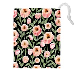 Captivating Watercolor Flowers Drawstring Pouch (4XL)