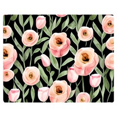 Captivating Watercolor Flowers One Side Premium Plush Fleece Blanket (medium)