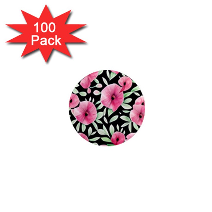 Watercolor Flowers Botanical Foliage 1  Mini Magnets (100 pack) 