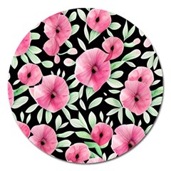 Watercolor Flowers Botanical Foliage Magnet 5  (round) by GardenOfOphir