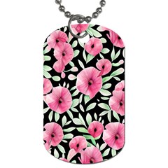 Watercolor Flowers Botanical Foliage Dog Tag (two Sides) by GardenOfOphir