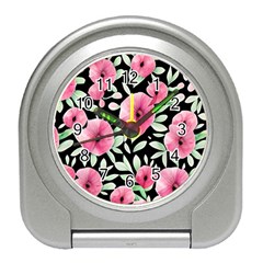 Watercolor Flowers Botanical Foliage Travel Alarm Clock by GardenOfOphir