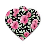 Watercolor Flowers Botanical Foliage Dog Tag Heart (One Side) Front