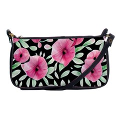 Watercolor Flowers Botanical Foliage Shoulder Clutch Bag by GardenOfOphir