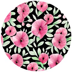 Watercolor Flowers Botanical Foliage Wooden Puzzle Round by GardenOfOphir