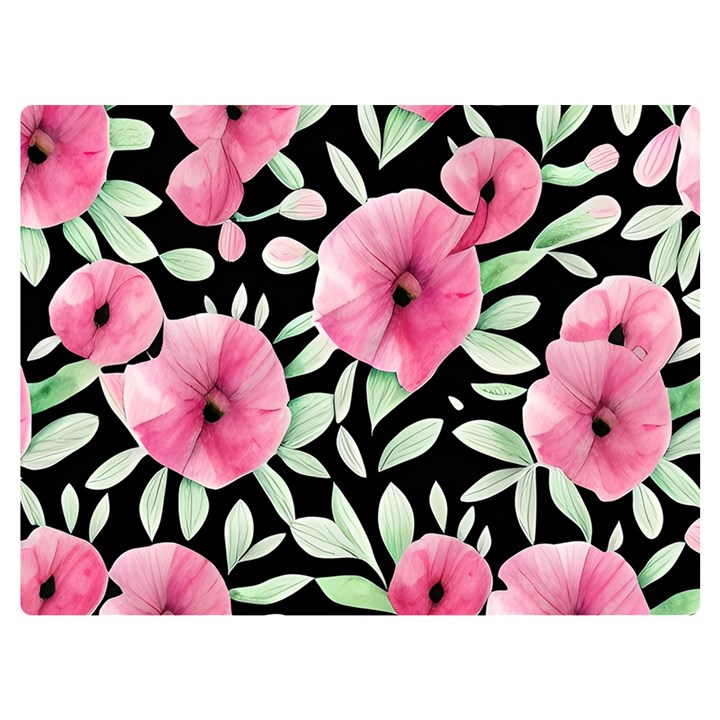 Watercolor Flowers Botanical Foliage One Side Premium Plush Fleece Blanket (Extra Small)