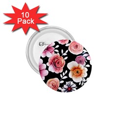 Cheerful Watercolor Flowers 1 75  Buttons (10 Pack) by GardenOfOphir