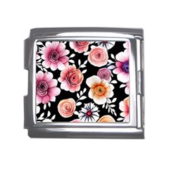 Cheerful Watercolor Flowers Mega Link Italian Charm (18mm)