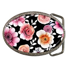 Cheerful Watercolor Flowers Belt Buckles