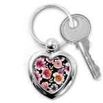 Cheerful Watercolor Flowers Key Chain (Heart) Front