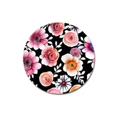 Cheerful Watercolor Flowers Magnet 3  (round) by GardenOfOphir