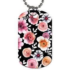 Cheerful Watercolor Flowers Dog Tag (two Sides) by GardenOfOphir