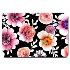 Cheerful Watercolor Flowers Large Doormat by GardenOfOphir