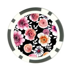 Cheerful Watercolor Flowers Poker Chip Card Guard