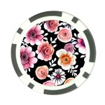 Cheerful Watercolor Flowers Poker Chip Card Guard Front