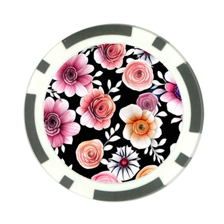 Cheerful Watercolor Flowers Poker Chip Card Guard