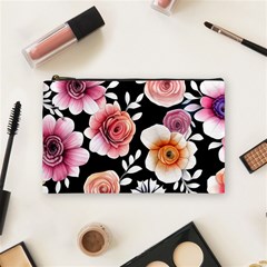 Cheerful Watercolor Flowers Cosmetic Bag (medium) by GardenOfOphir