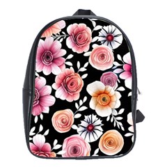 Cheerful Watercolor Flowers School Bag (large) by GardenOfOphir