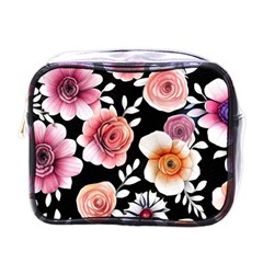 Cheerful Watercolor Flowers Mini Toiletries Bag (one Side) by GardenOfOphir