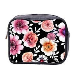 Cheerful Watercolor Flowers Mini Toiletries Bag (two Sides) by GardenOfOphir