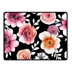 Cheerful Watercolor Flowers One Side Fleece Blanket (small) by GardenOfOphir