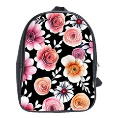 Cheerful Watercolor Flowers School Bag (xl) by GardenOfOphir