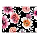 Cheerful Watercolor Flowers Premium Plush Fleece Blanket (Mini) 35 x27  Blanket Front