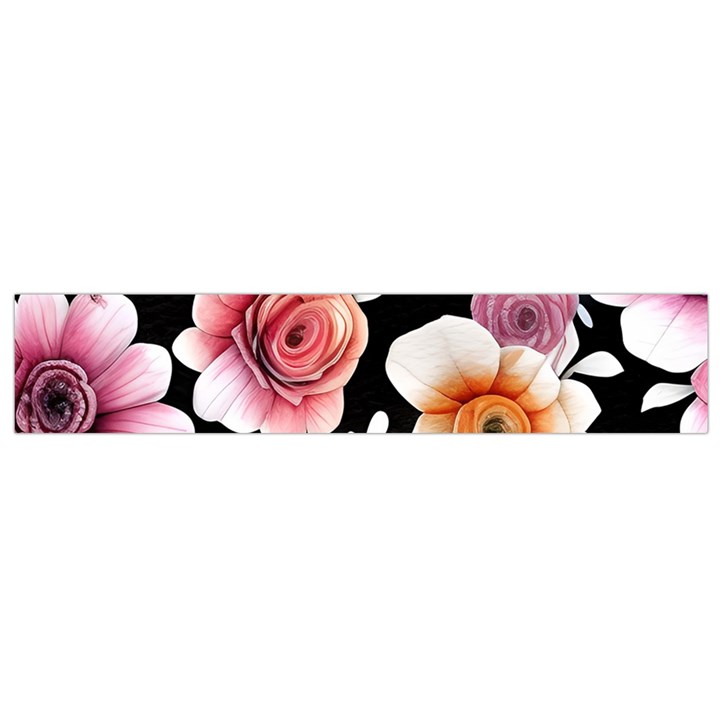 Cheerful Watercolor Flowers Small Premium Plush Fleece Scarf