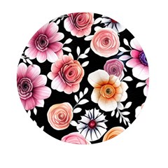 Cheerful Watercolor Flowers Mini Round Pill Box