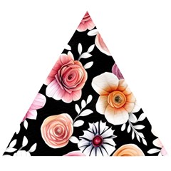 Cheerful Watercolor Flowers Wooden Puzzle Triangle by GardenOfOphir