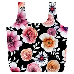 Cheerful Watercolor Flowers Full Print Recycle Bag (xxl) by GardenOfOphir