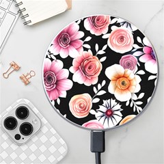 Cheerful Watercolor Flowers Wireless Fast Charger(white) by GardenOfOphir