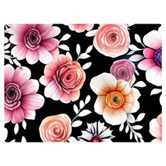 Cheerful Watercolor Flowers Premium Plush Fleece Blanket (extra Small)