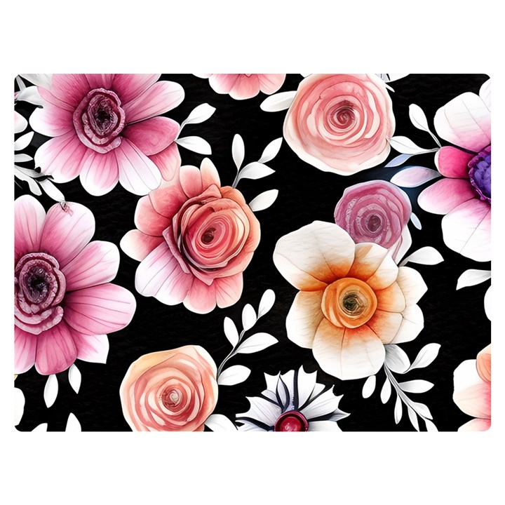 Cheerful Watercolor Flowers Premium Plush Fleece Blanket (Extra Small)