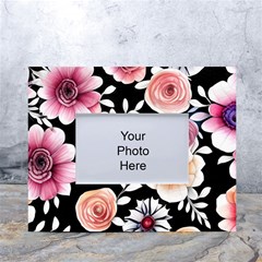 Cheerful Watercolor Flowers White Tabletop Photo Frame 4 x6  by GardenOfOphir