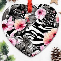 Brilliantly Hued Watercolor Flowers In A Botanical Ornament (heart) by GardenOfOphir