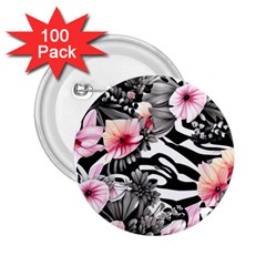 Brilliantly Hued Watercolor Flowers In A Botanical 2 25  Buttons (100 Pack)  by GardenOfOphir