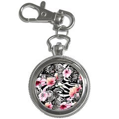 Brilliantly Hued Watercolor Flowers In A Botanical Key Chain Watches by GardenOfOphir