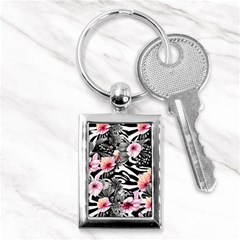 Brilliantly Hued Watercolor Flowers In A Botanical Key Chain (rectangle) by GardenOfOphir