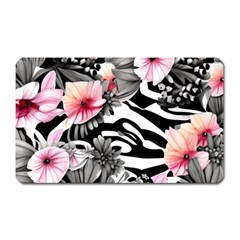 Brilliantly Hued Watercolor Flowers In A Botanical Magnet (rectangular) by GardenOfOphir