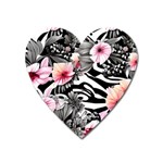 brilliantly hued watercolor flowers in a botanical Heart Magnet Front